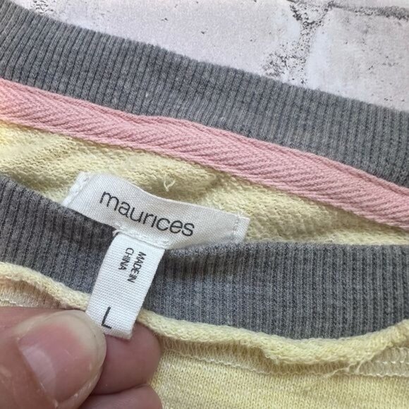 Maurices Long-Sleeve Lace-Up Pullover Sweatshirt Drawstring Hem Gray Trim Size M - Picture 3 of 16